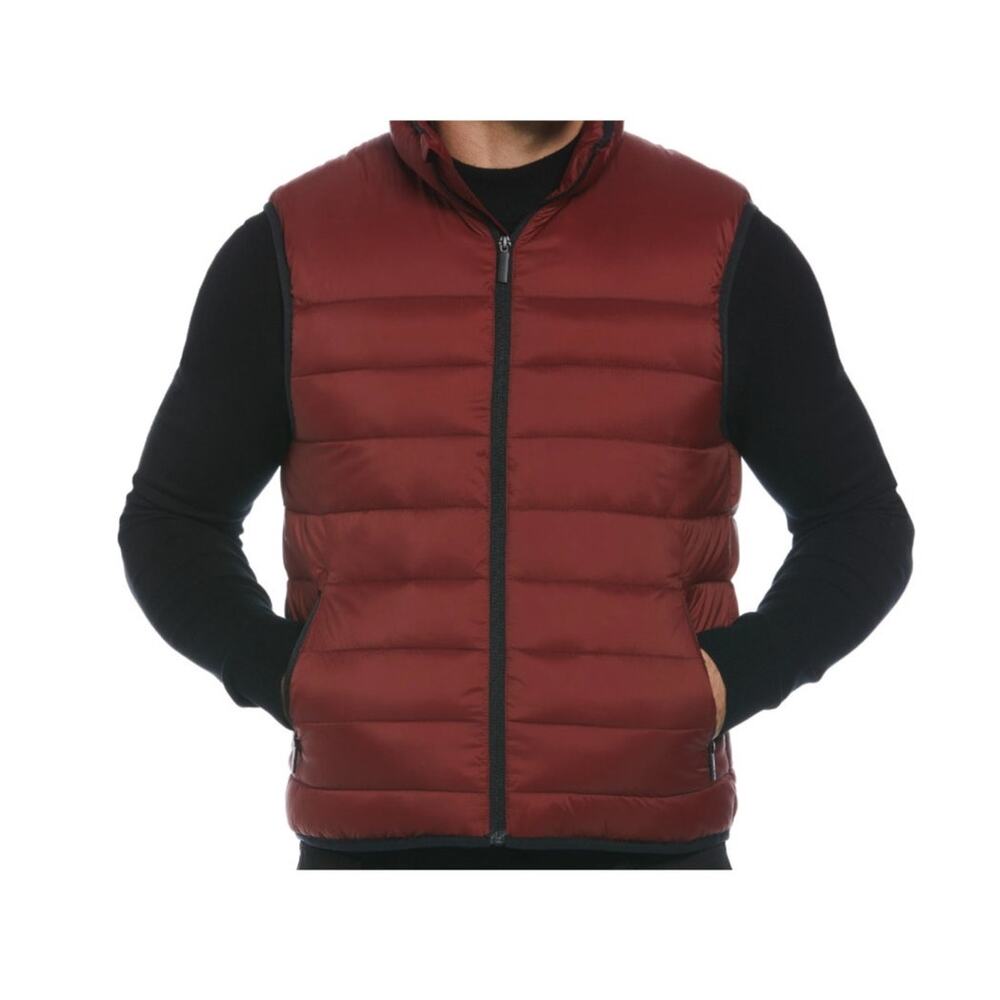 Perry Ellis Men's Lightweight Puffer Vest-Medium-Russet Brown / Brick Red-NWT
